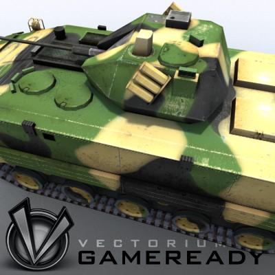 3D Model of Game-ready model of modern Chinese airborne fighting vehicle ZLC2000 with two RGB textures: 1024x1024 for AFV and 1024x512 for track and wheels. - 3D Render 6